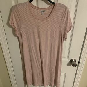 light pink and white stripped t-shirt dress